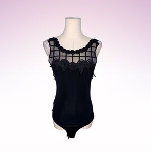 RHAPSODY USA Vintage Black Lace bodysuit (Sz M)